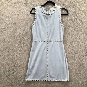 Sugar + Lips Baby Blue Suede Dress with Nailhead Trim